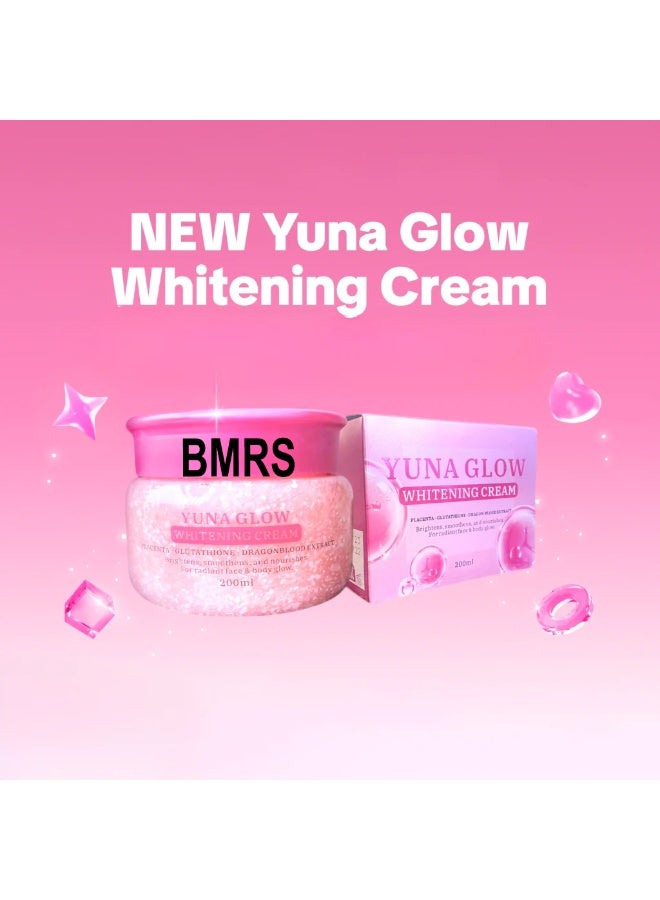 BMRS Yuna Glow Whitening Cream 200ml Face and Body Care with Placenta Glutathione and Dragon Blood Extract for Deep Moisturizing Brightening and Healthy Looking Skin - Image 3